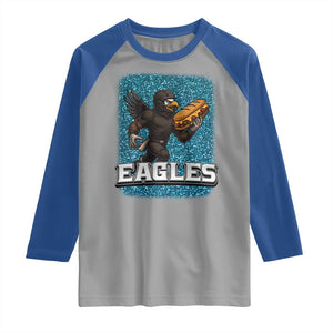 Funny Eagle With Cheesesteak Raglan Shirt Football Glitter Print TS12 Sport Gray Royal Print Your Wear