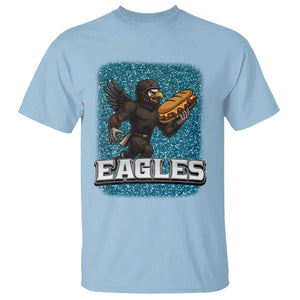 Funny Eagle With Cheesesteak T Shirt Football Glitter Print TS12 Light Blue Print Your Wear