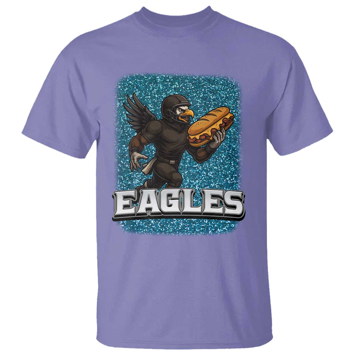 Funny Eagle With Cheesesteak T Shirt Football Glitter Print TS12 Violet Print Your Wear