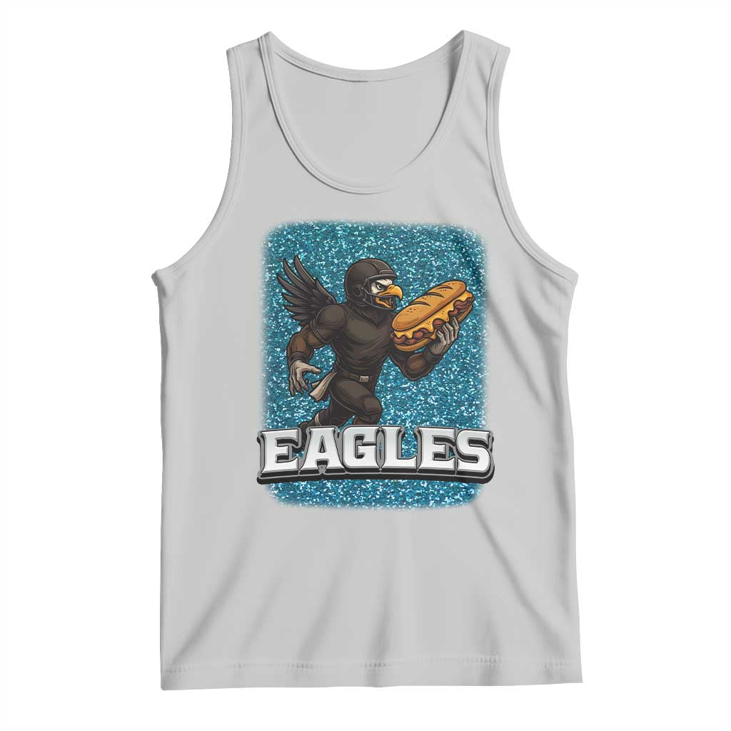 Funny Eagle With Cheesesteak Tank Top Football Glitter Print TS12 Ash Print Your Wear