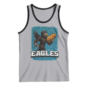 Funny Eagle With Cheesesteak Tank Top Football Glitter Print TS12 Athletic Heather Black Print Your Wear