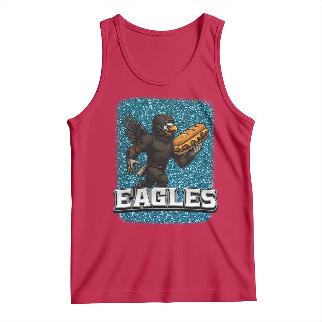 Funny Eagle With Cheesesteak Tank Top Football Glitter Print TS12 Red Print Your Wear