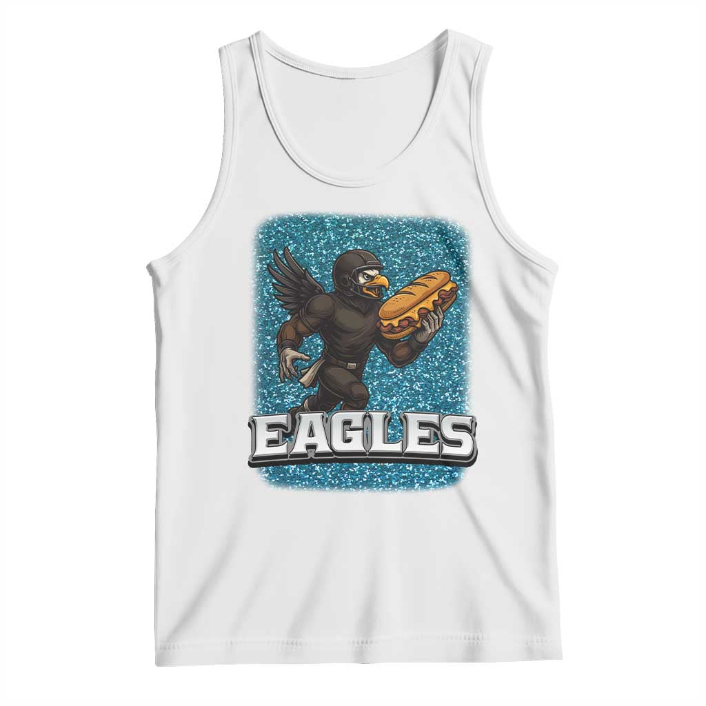 Funny Eagle With Cheesesteak Tank Top Football Glitter Print TS12 White Print Your Wear