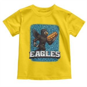 Funny Eagle With Cheesesteak Toddler T Shirt Football Glitter Print TS12 Daisy Print Your Wear