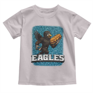 Funny Eagle With Cheesesteak Toddler T Shirt Football Glitter Print TS12 Ice Gray Print Your Wear