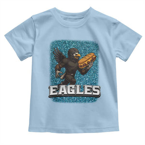 Funny Eagle With Cheesesteak Toddler T Shirt Football Glitter Print TS12 Light Blue Print Your Wear