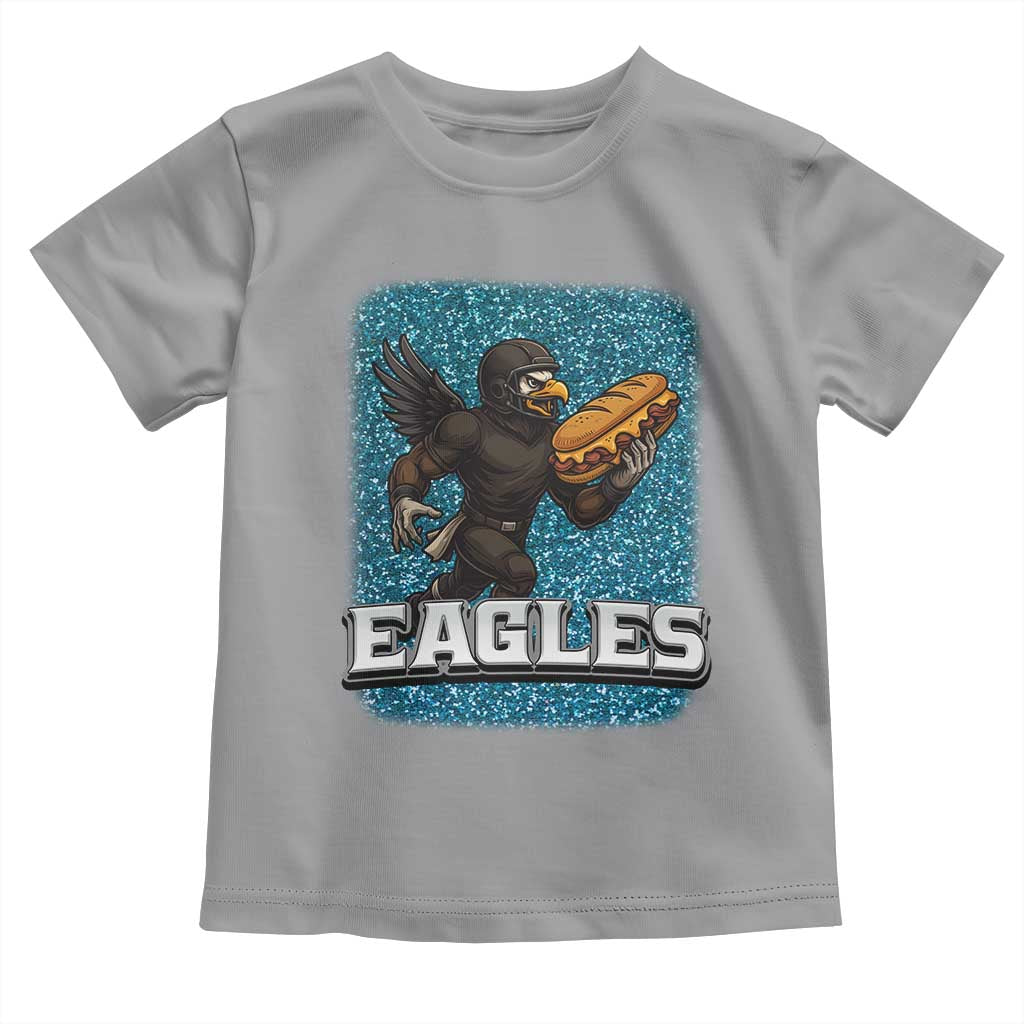 Funny Eagle With Cheesesteak Toddler T Shirt Football Glitter Print TS12 Sport Gray Print Your Wear