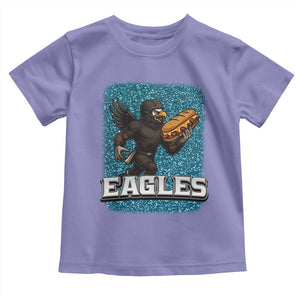 Funny Eagle With Cheesesteak Toddler T Shirt Football Glitter Print TS12 Violet Print Your Wear