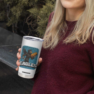 Funny Eagle With Cheesesteak Tumbler Cup Football Glitter Print TS12 Print Your Wear