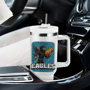 Funny Eagle With Cheesesteak Tumbler With Handle Football Glitter Print TS12 Print Your Wear