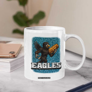 Funny Eagle With Cheesesteak Coffee Mug Football Glitter Print TS12 Print Your Wear