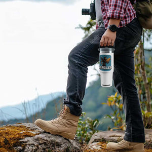 Funny Eagle With Cheesesteak Flip Straw Tumbler Football Glitter Print TS12 Print Your Wear