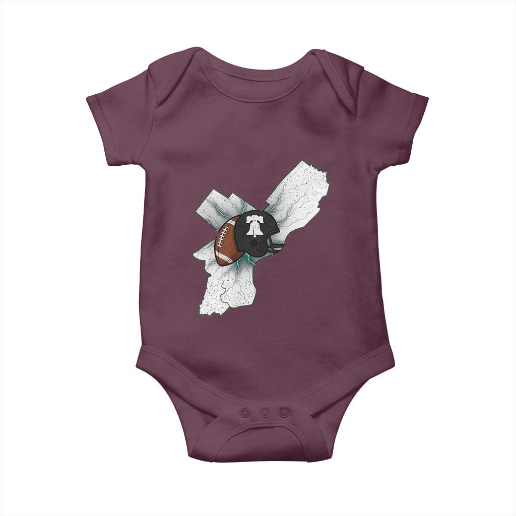 Philadelphia Liberty Bell Football Helmet Lightning Gift Baby Onesie TS12 Maroon Print Your Wear