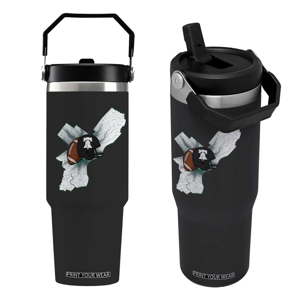 Philadelphia Liberty Bell Football Helmet Lightning Gift Flip Straw Tumbler TS12 One Size: 30 oz Black Print Your Wear