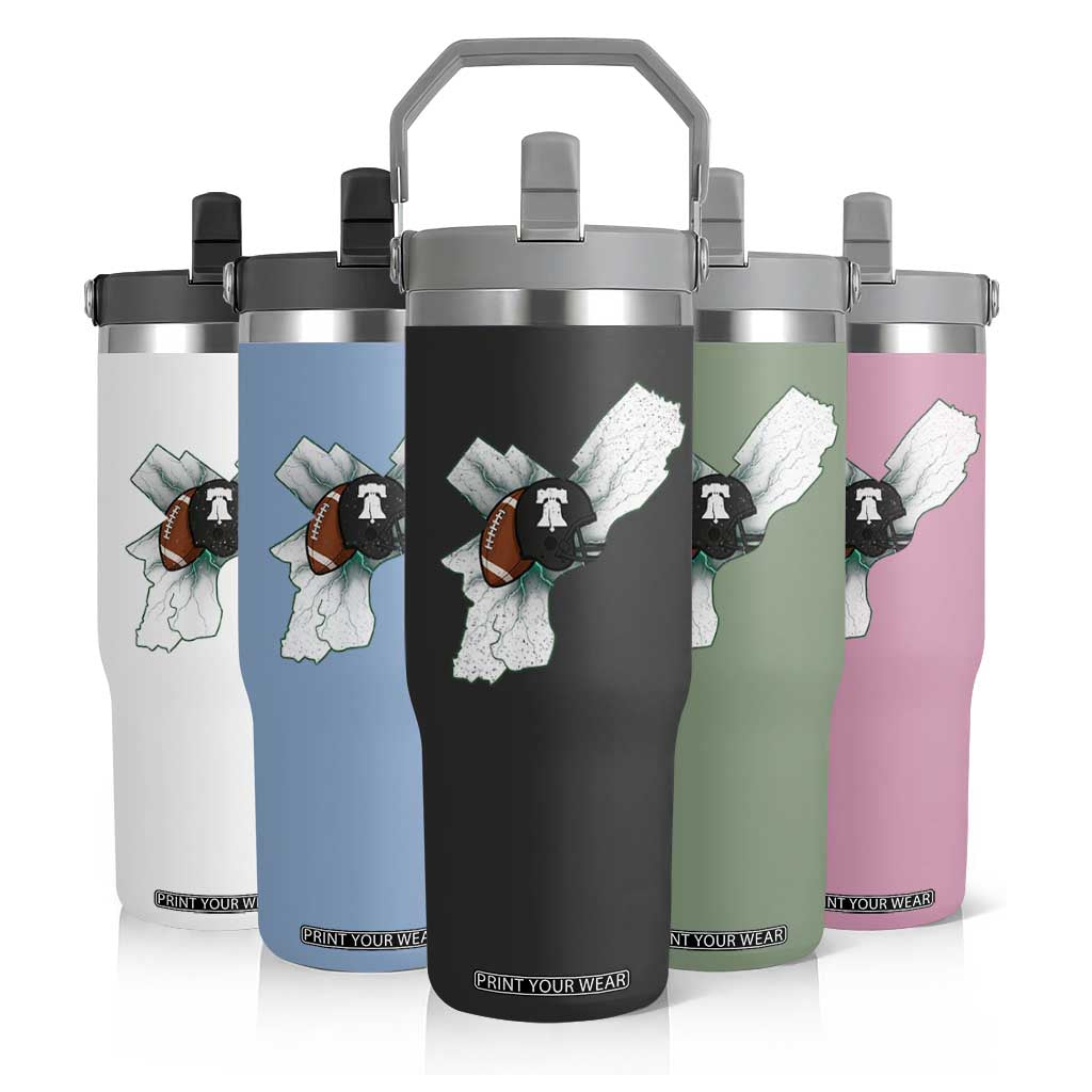 Philadelphia Liberty Bell Football Helmet Lightning Gift Flip Straw Tumbler TS12 Print Your Wear