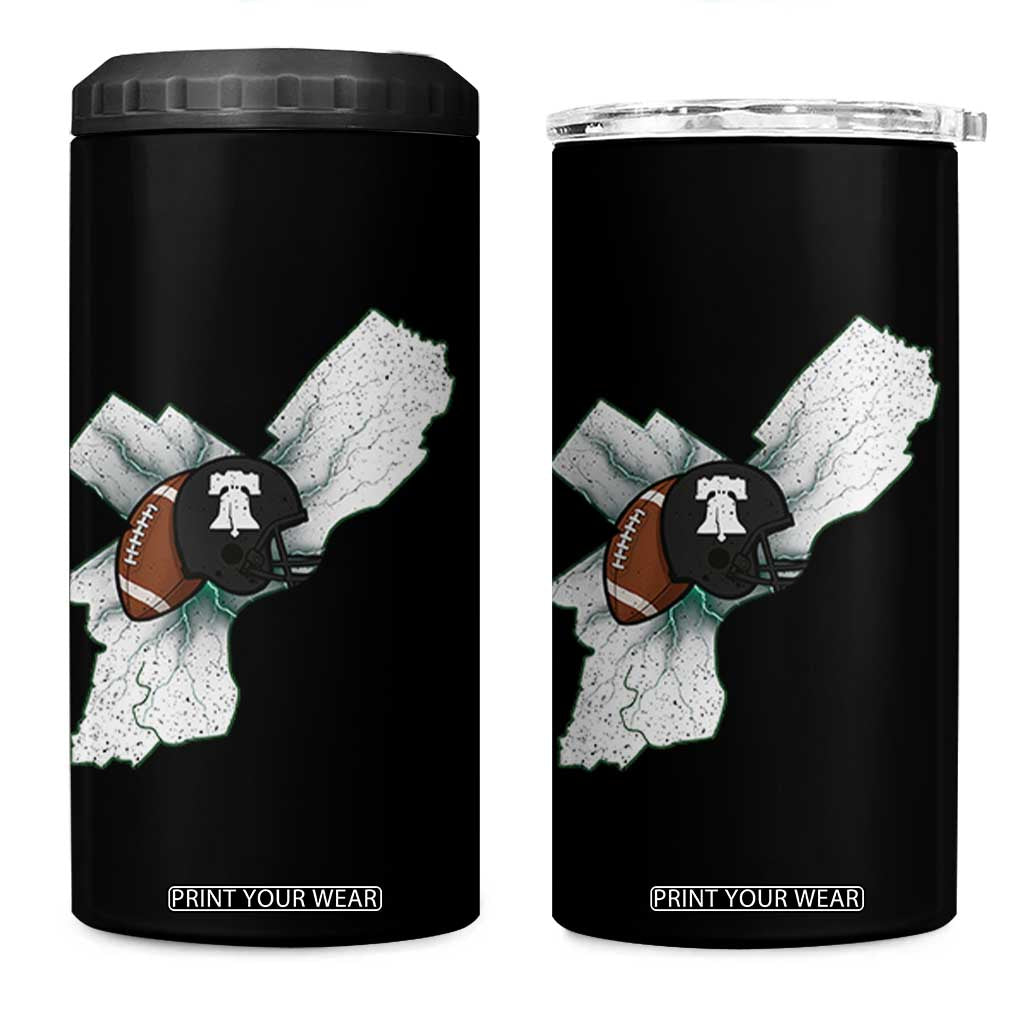 Philadelphia Liberty Bell Football Helmet Lightning Gift 4 in 1 Can Cooler Tumbler TS12 One Size: 16 oz Black Print Your Wear