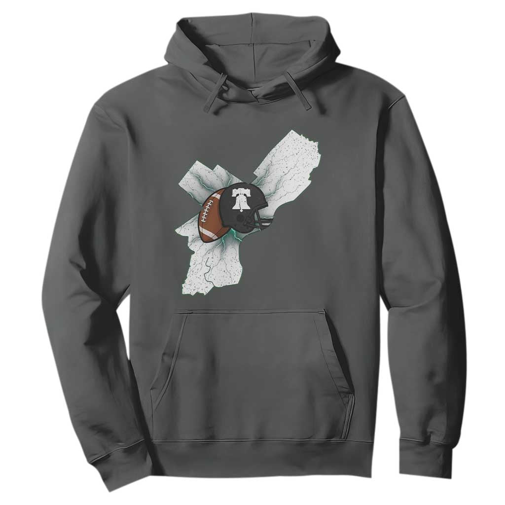 Philadelphia Liberty Bell Football Helmet Lightning Gift Hoodie TS12 Dark Heather Print Your Wear