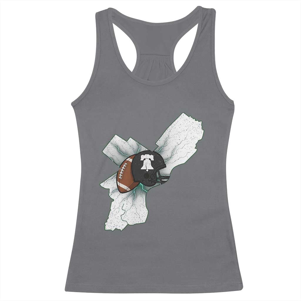 Philadelphia Liberty Bell Football Helmet Lightning Gift Racerback Tank Top TS12 Charcoal Print Your Wear
