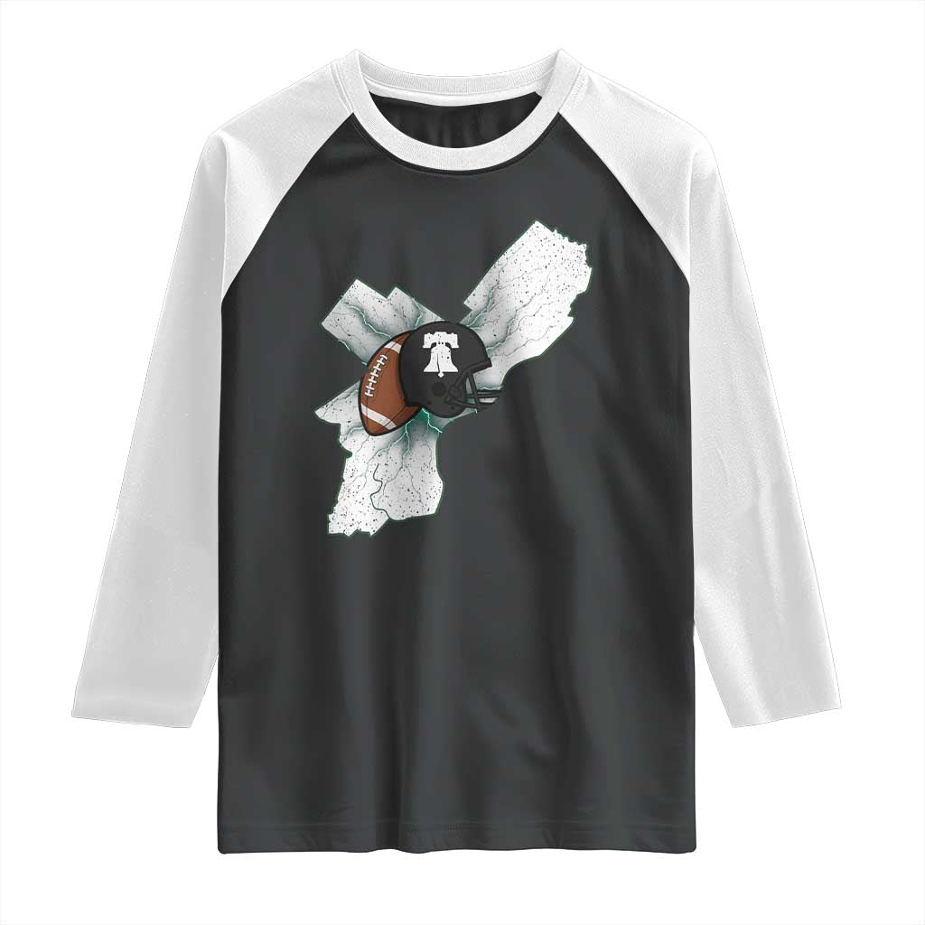 Philadelphia Liberty Bell Football Helmet Lightning Gift Raglan Shirt TS12 Black White Print Your Wear