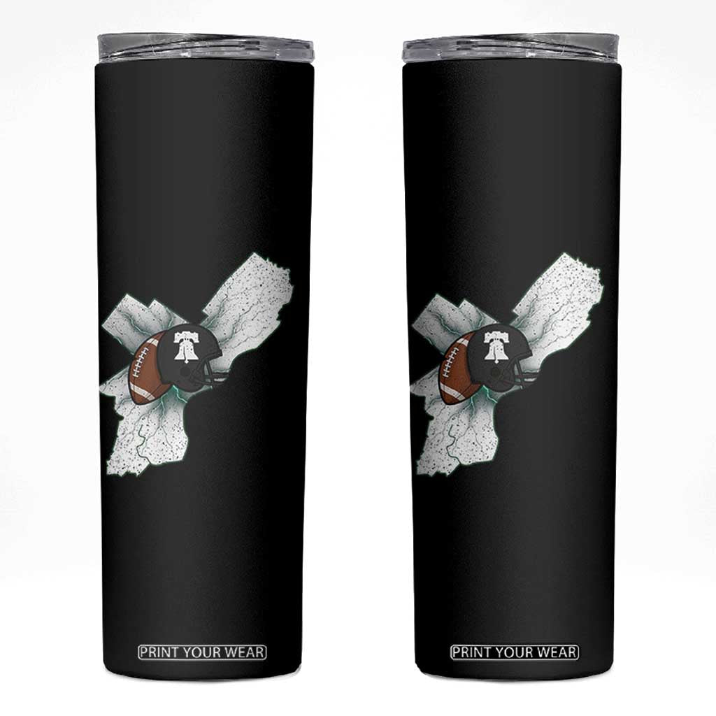 Philadelphia Liberty Bell Football Helmet Lightning Gift Skinny Tumbler TS12 Black Print Your Wear