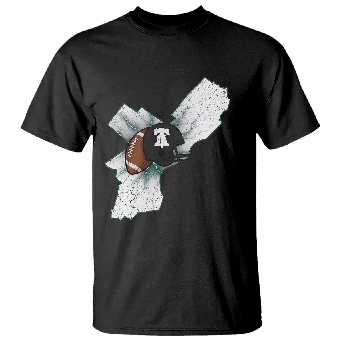 Philadelphia Liberty Bell Football Helmet Lightning Gift T Shirt TS12 Black Print Your Wear