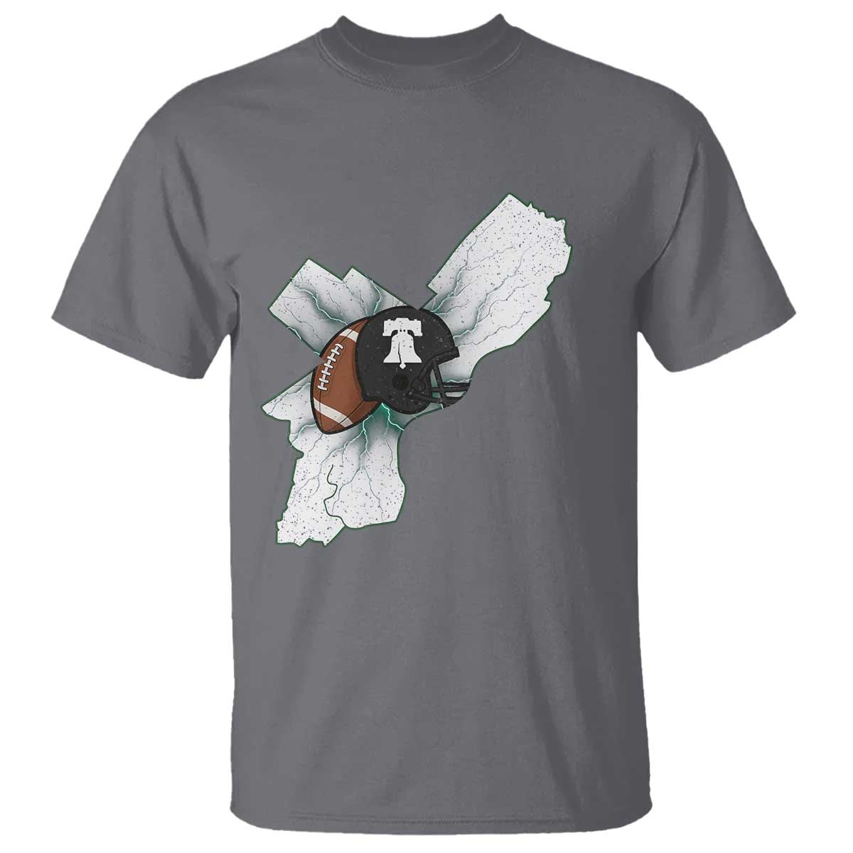 Philadelphia Liberty Bell Football Helmet Lightning Gift T Shirt TS12 Charcoal Print Your Wear