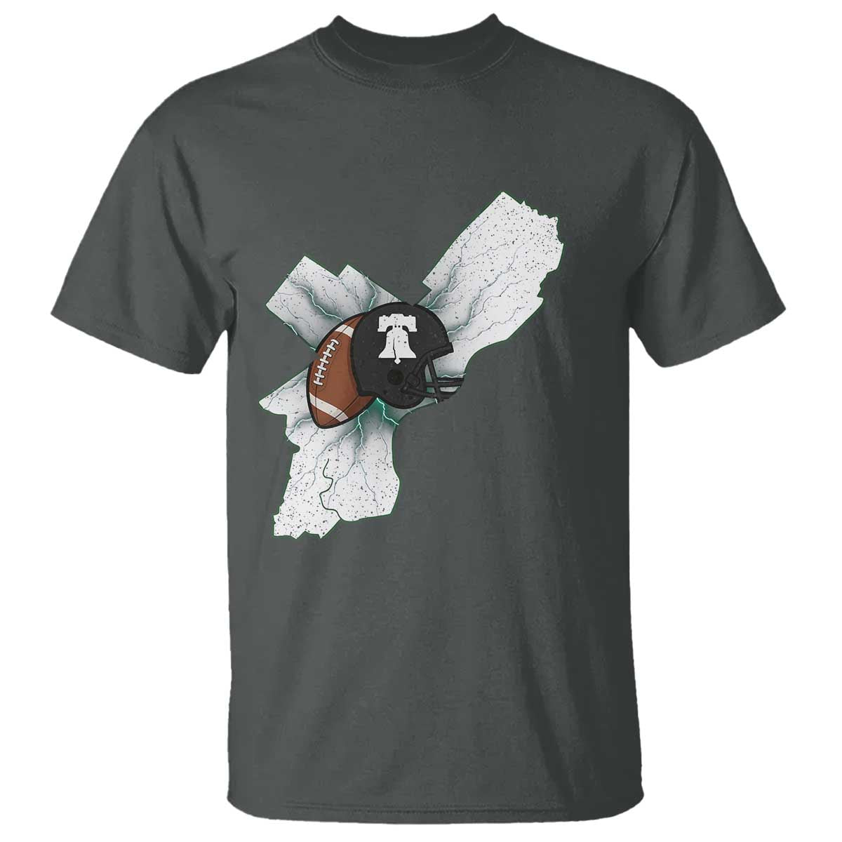 Philadelphia Liberty Bell Football Helmet Lightning Gift T Shirt TS12 Dark Heather Print Your Wear