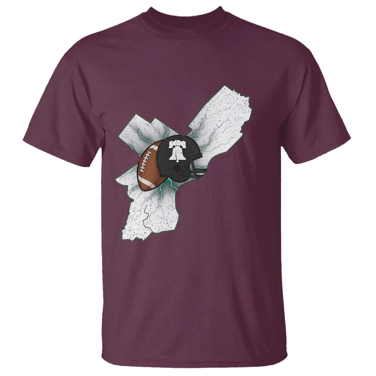 Philadelphia Liberty Bell Football Helmet Lightning Gift T Shirt TS12 Maroon Print Your Wear