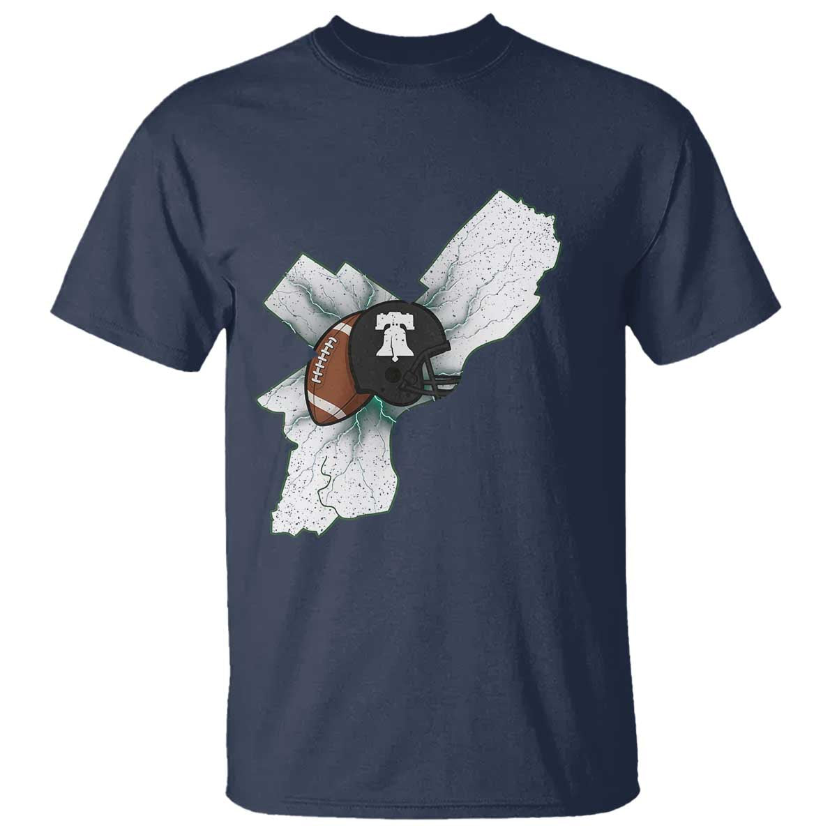 Philadelphia Liberty Bell Football Helmet Lightning Gift T Shirt TS12 Navy Print Your Wear