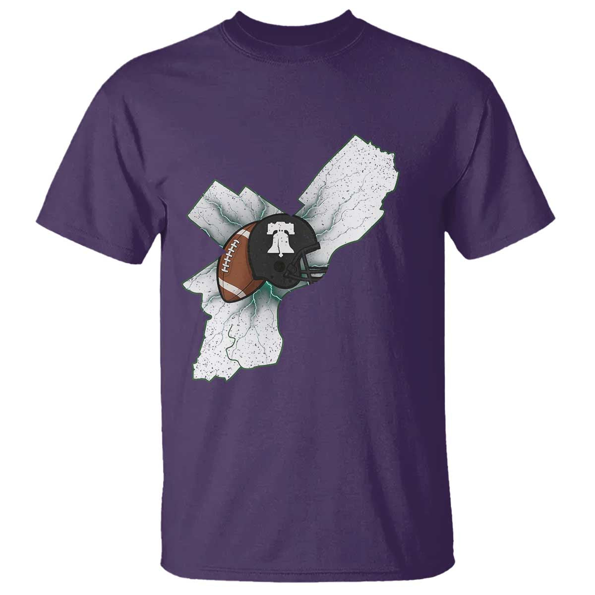 Philadelphia Liberty Bell Football Helmet Lightning Gift T Shirt TS12 Purple Print Your Wear