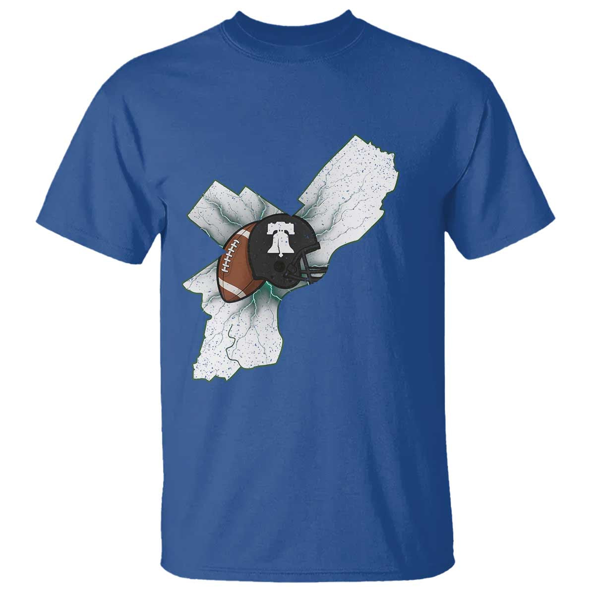 Philadelphia Liberty Bell Football Helmet Lightning Gift T Shirt TS12 Royal Blue Print Your Wear