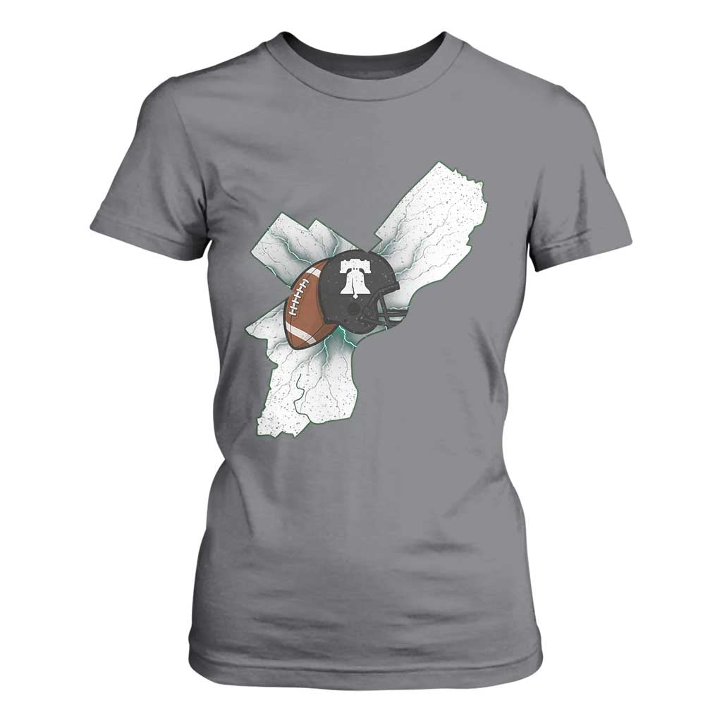 Philadelphia Liberty Bell Football Helmet Lightning Gift T Shirt For Women TS12 Charcoal Print Your Wear
