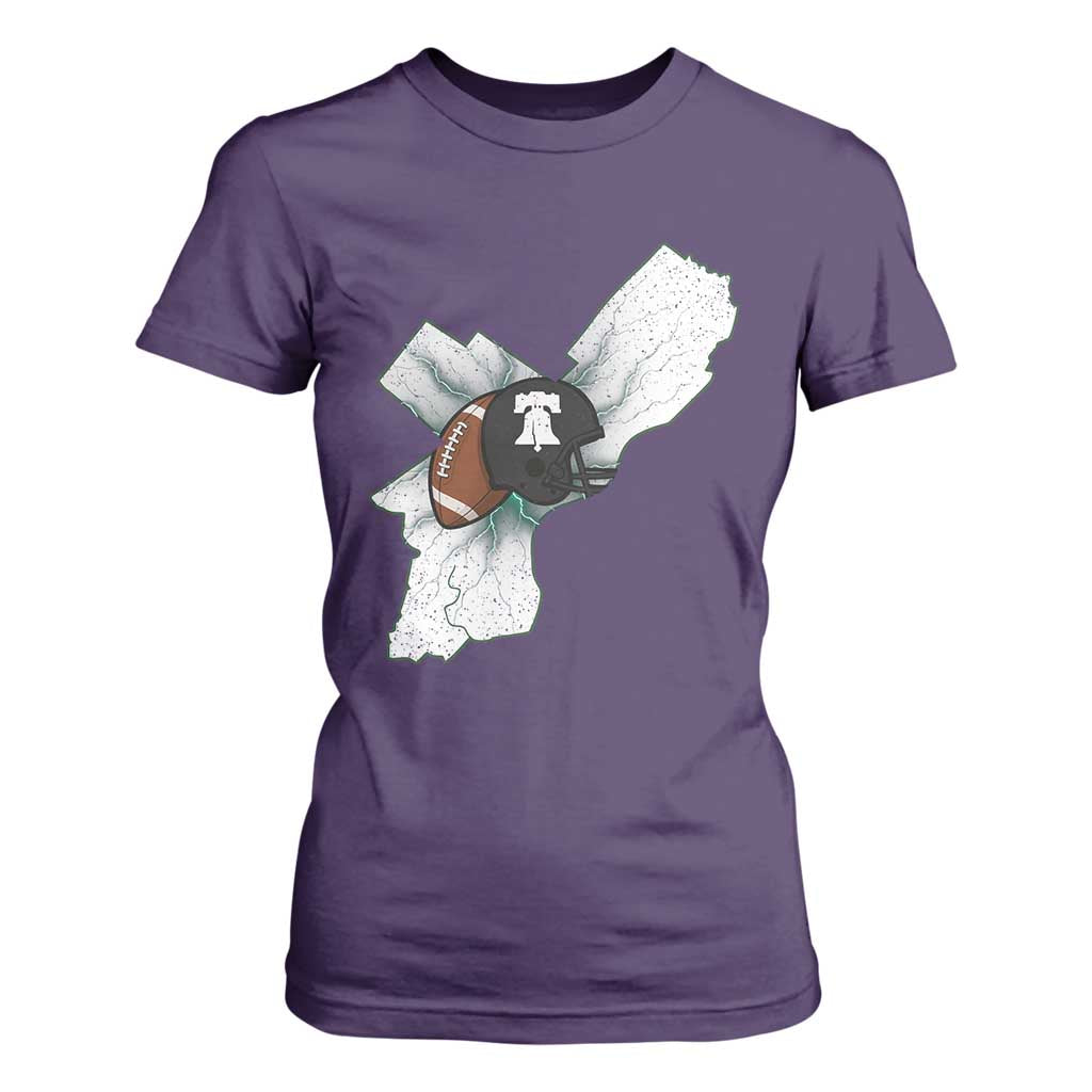 Philadelphia Liberty Bell Football Helmet Lightning Gift T Shirt For Women TS12 Purple Print Your Wear