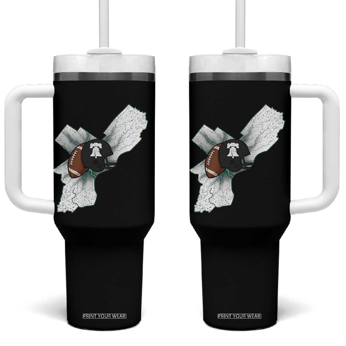 Philadelphia Liberty Bell Football Helmet Lightning Gift Tumbler With Handle TS12 One Size: 40 oz Black Print Your Wear