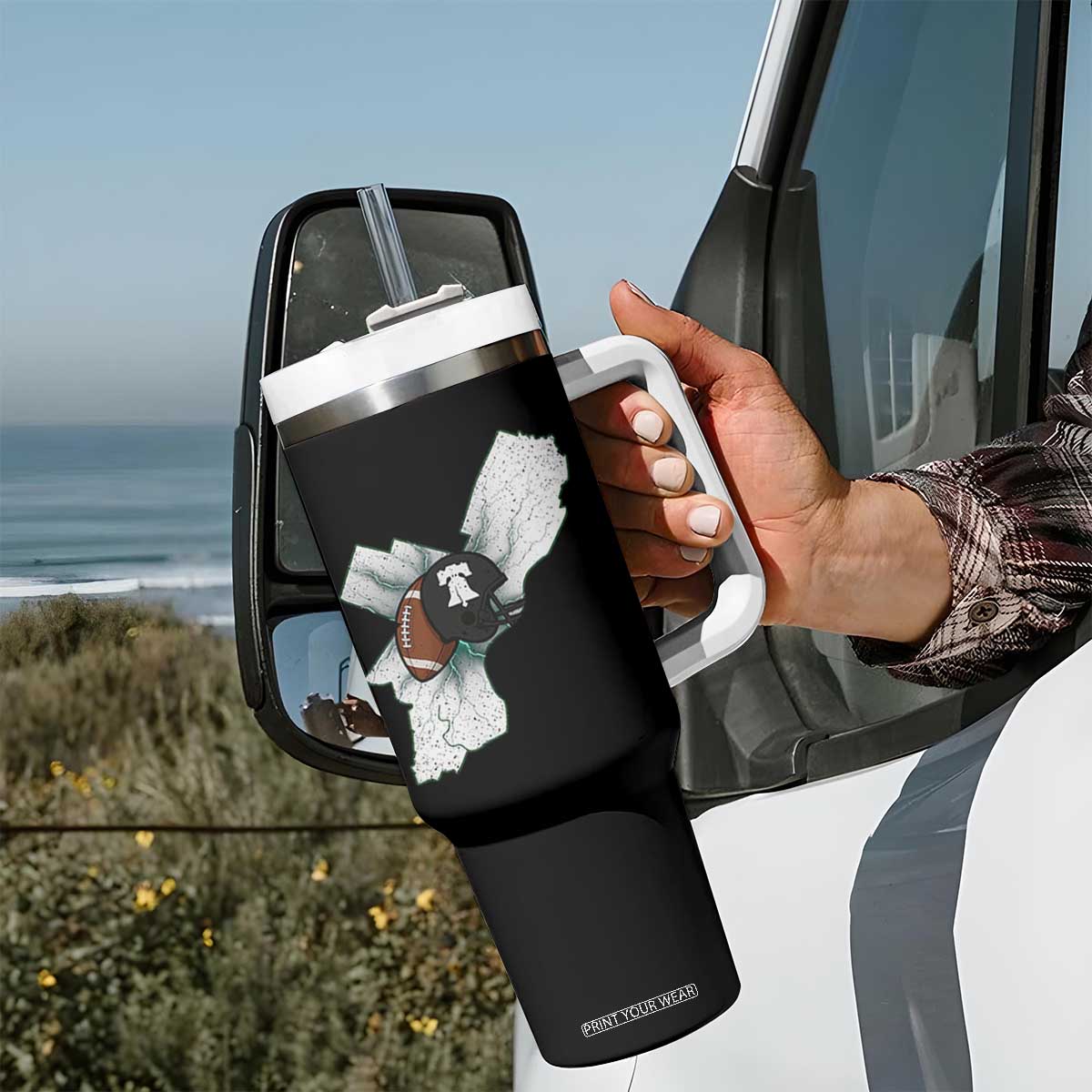 Philadelphia Liberty Bell Football Helmet Lightning Gift Tumbler With Handle TS12 Print Your Wear