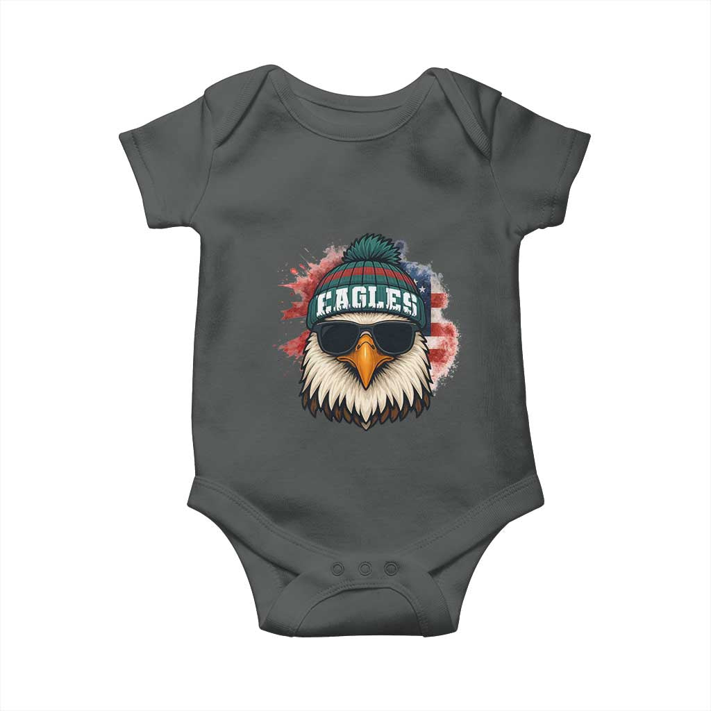 Patriotic Eagle Football Baby Onesie American Flag Pride Gift TS12 Dark Heather Print Your Wear