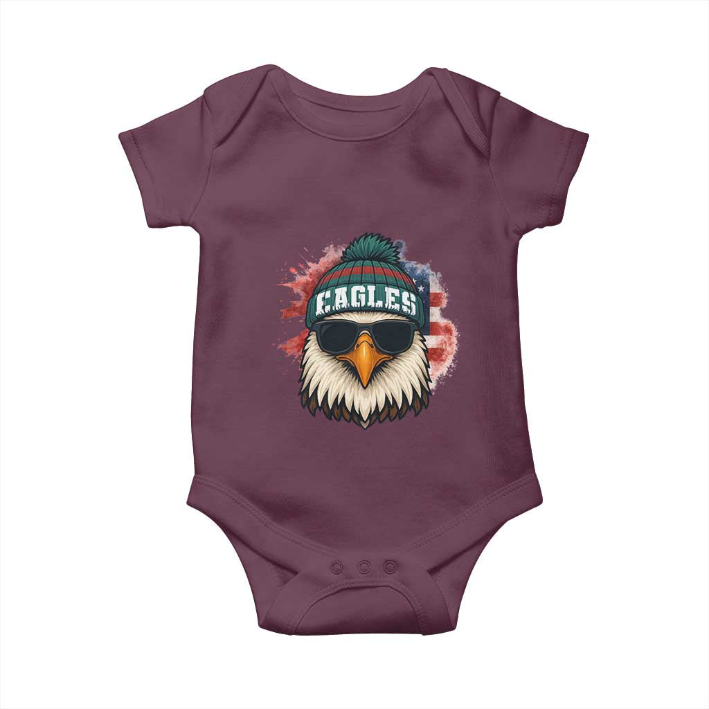 Patriotic Eagle Football Baby Onesie American Flag Pride Gift TS12 Maroon Print Your Wear