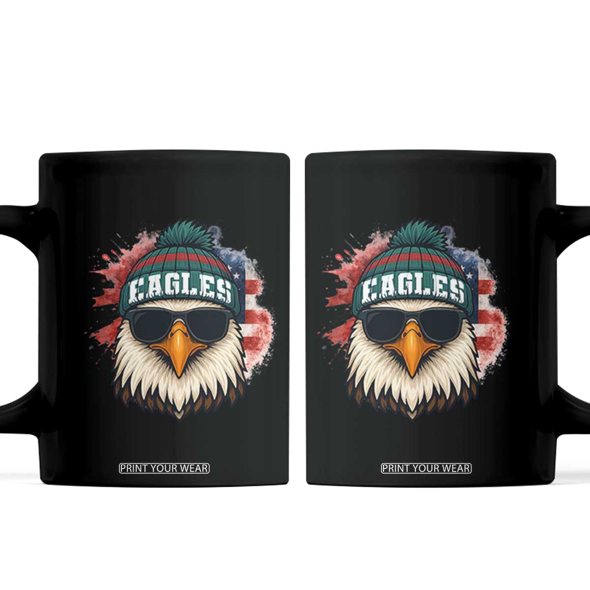 Patriotic Eagle Football Coffee Mug American Flag Pride Gift TS12 Black Print Your Wear