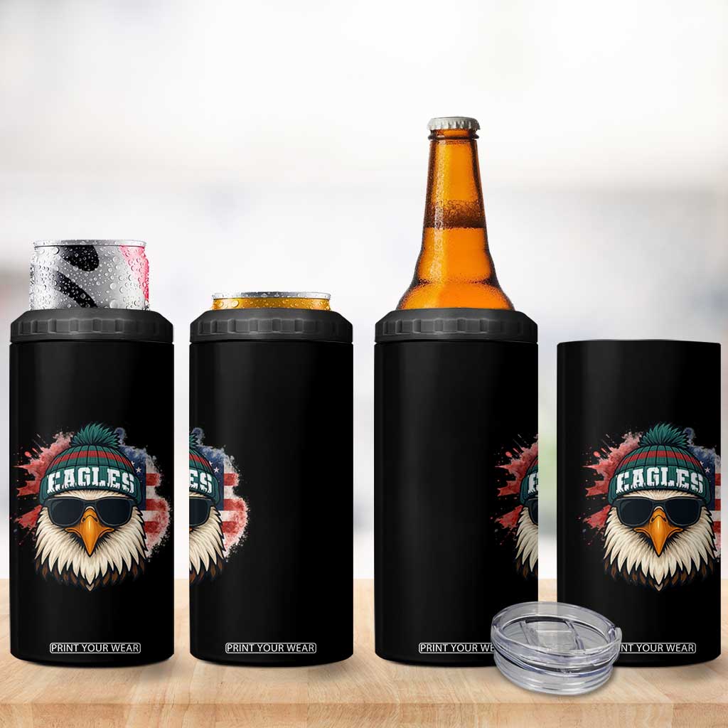 Patriotic Eagle Football 4 in 1 Can Cooler Tumbler American Flag Pride Gift TS12 Print Your Wear