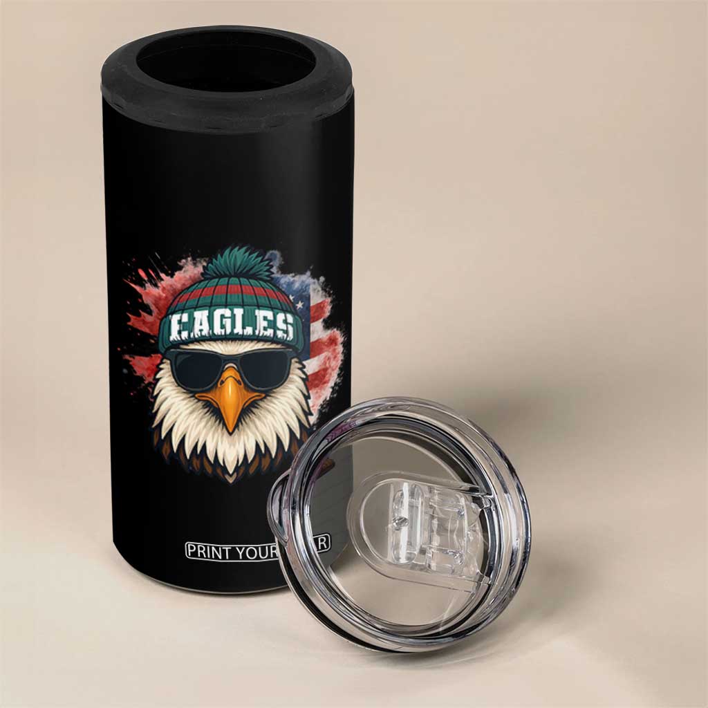 Patriotic Eagle Football 4 in 1 Can Cooler Tumbler American Flag Pride Gift TS12 Print Your Wear