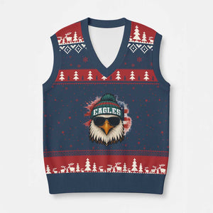 Patriotic Eagle Football V-Neck Knit Sweater Vest American Flag Pride Gift TS12 Navy Red Print Your Wear