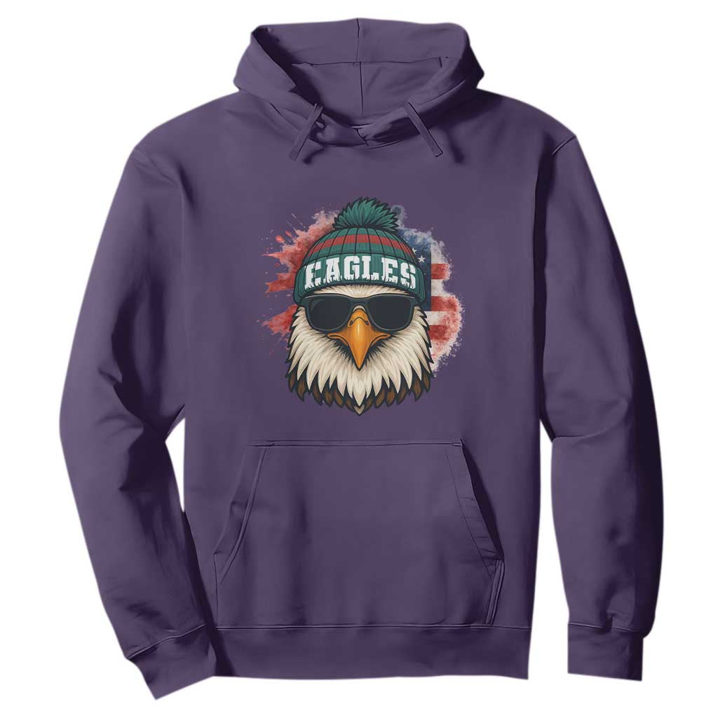 Patriotic Eagle Football Hoodie American Flag Pride Gift TS12 Purple Print Your Wear