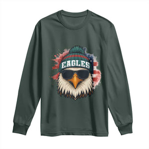 Patriotic Eagle Football Long Sleeve Shirt American Flag Pride Gift TS12 Dark Forest Green Print Your Wear