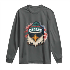 Patriotic Eagle Football Long Sleeve Shirt American Flag Pride Gift TS12 Dark Heather Print Your Wear