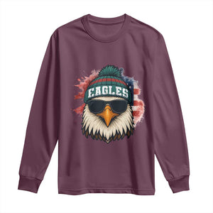 Patriotic Eagle Football Long Sleeve Shirt American Flag Pride Gift TS12 Maroon Print Your Wear