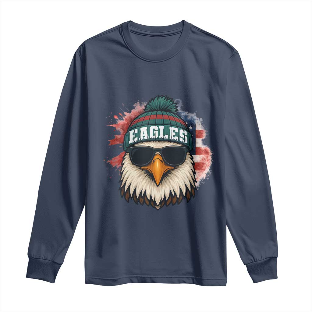 Patriotic Eagle Football Long Sleeve Shirt American Flag Pride Gift TS12 Navy Print Your Wear