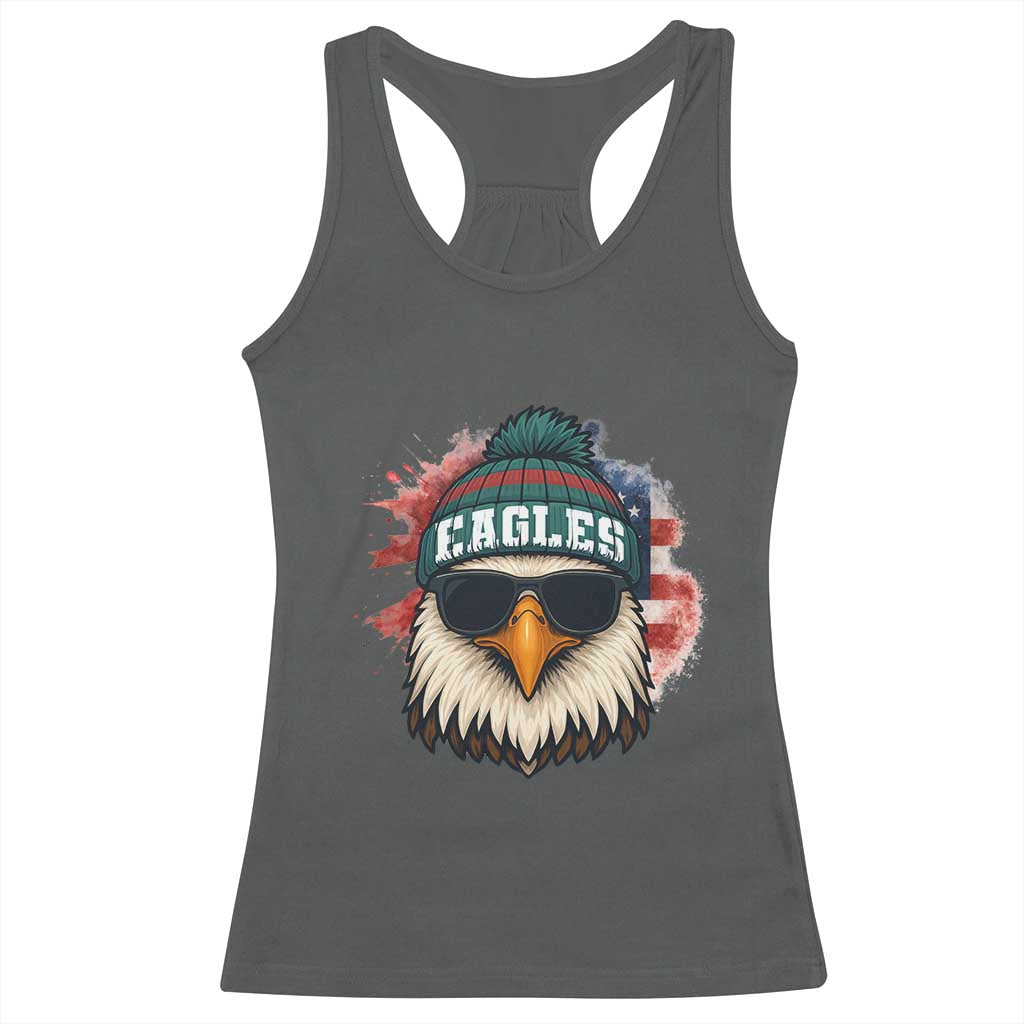 Patriotic Eagle Football Racerback Tank Top American Flag Pride Gift TS12 Dark Heather Print Your Wear