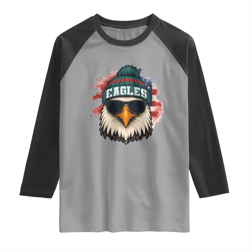 Patriotic Eagle Football Raglan Shirt American Flag Pride Gift TS12 Sport Gray Black Print Your Wear