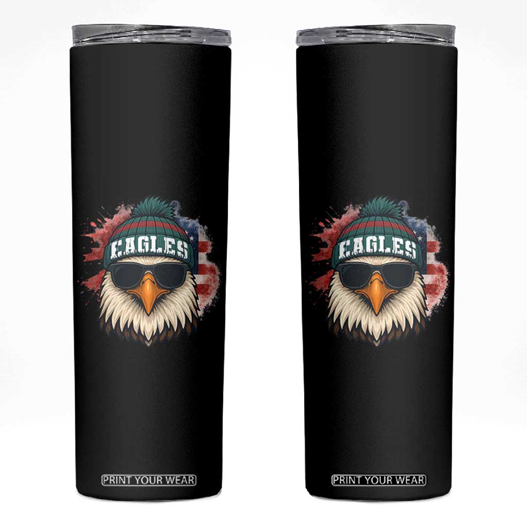 Patriotic Eagle Football Skinny Tumbler American Flag Pride Gift TS12 Black Print Your Wear