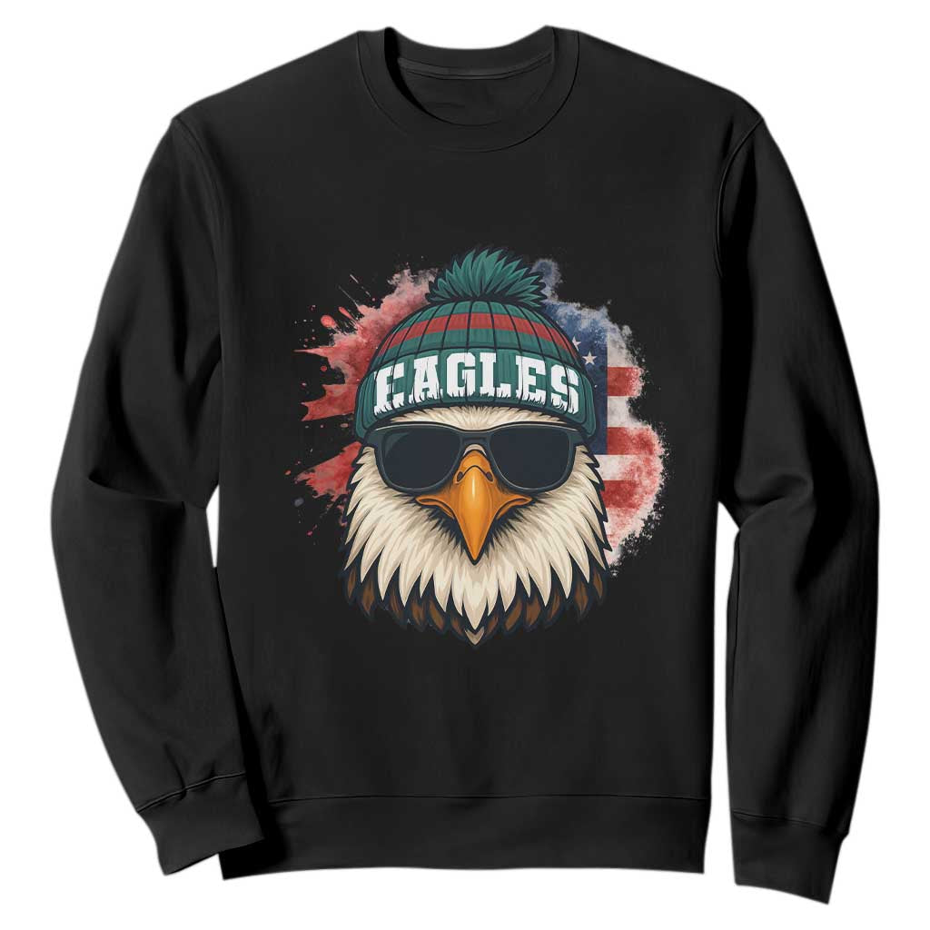 Patriotic Eagle Football Sweatshirt American Flag Pride Gift TS12 Black Print Your Wear